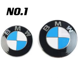 BMW 2PCS Front Hood Rear Trunk BMW LOGO Badge Emblem (82mm & 74mm) OR (82mm & 82mm)