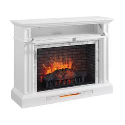 New! 52 in. Freestanding Faux Marble Electric Fireplace TV Stand in White