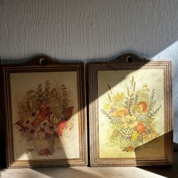 Robert Laessig Framed Lithograph Prints On Cardboard, Flower Bouquets, Set Of 2