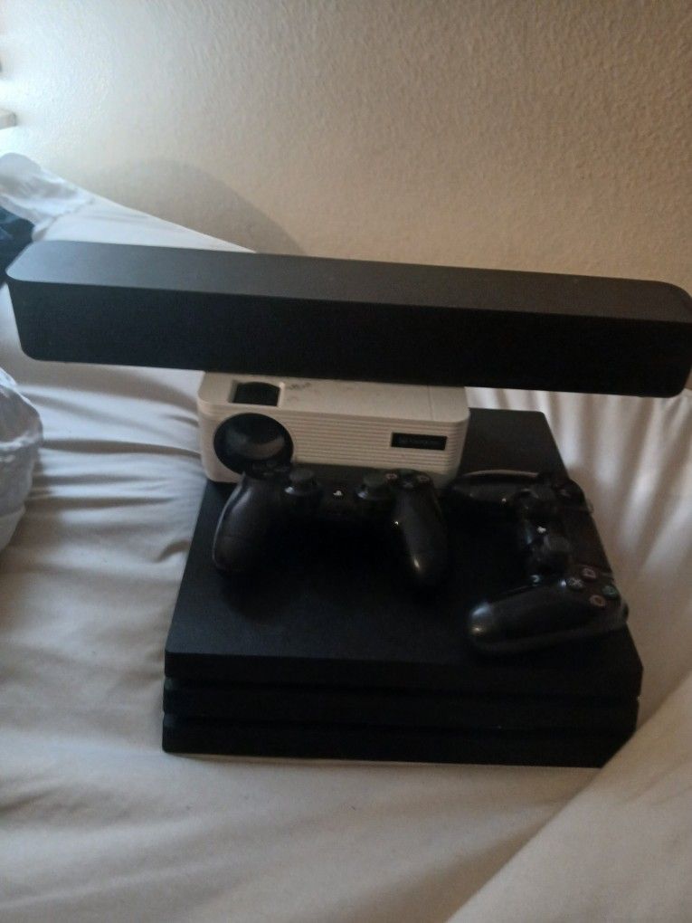 Ps4 Pro With Projector And Led Sound Bar