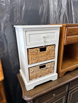 Small White Nightstand Storage Cabinet