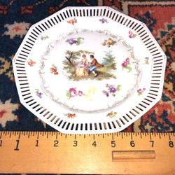 Vintage European Porcelain Plate With Reticulated Edge Bavaria