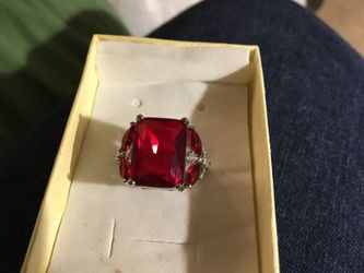 925 red zircon ring