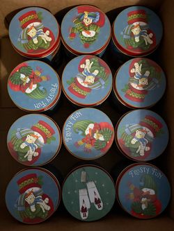 Festive Holiday Winter Decorative Tins lot of 12