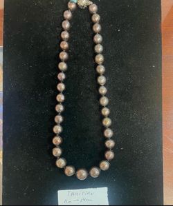 Tahitian Pearl Necklace - 17 Inch Dark Brown Silver