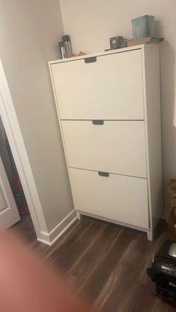 IKEA White Shoe Cabinet with Flip Doors