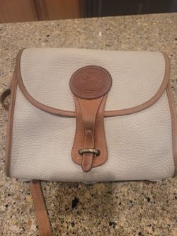 Vintage Dooney And Burke Cream And Tan Leather Purse