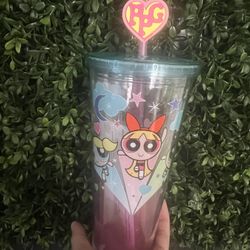 POWERPUFF GIRLS TUMBLER CUP With STRAW 