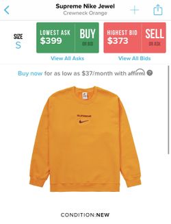 Orange Supreme x Nike Crewneck size small