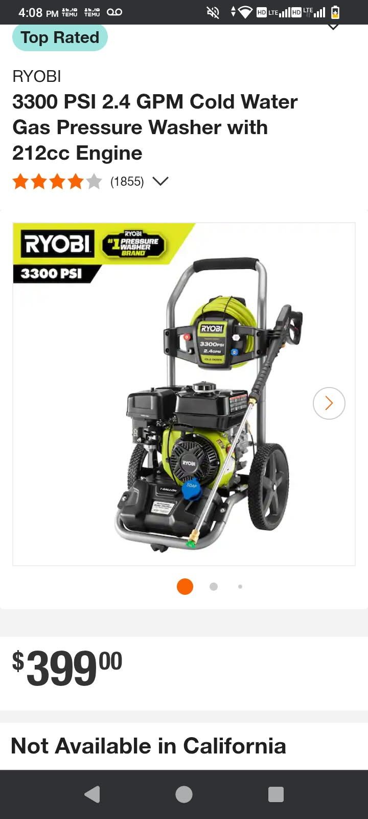 RYOBI Pressure Washer