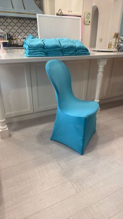 Set Of 60 Stretchy Blue Chair Covers