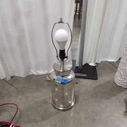 Decorative Silver Mercury Glass Table Lamp in Brushed Metal