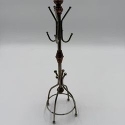 Vintage HIMARK Brass Jewelry Stand With Hanging Hooks 11.5 Inch Tall 4 Inch Base