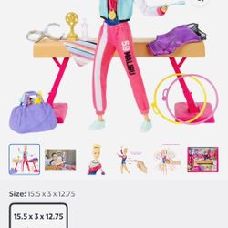 Barbie gymnast & equipment medal beam rhythmic outfits leotard like NEW unused