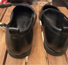 Black Leather Loafers with Gold Hardware