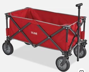 Uline Utility Wagon Quad Folding Pack and Play with rubber wheels