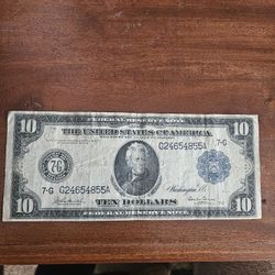 1914 United States 10 Dollars Bill Large 