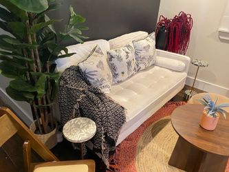 Couch Sofa 2-Seater Loveseat White Velour