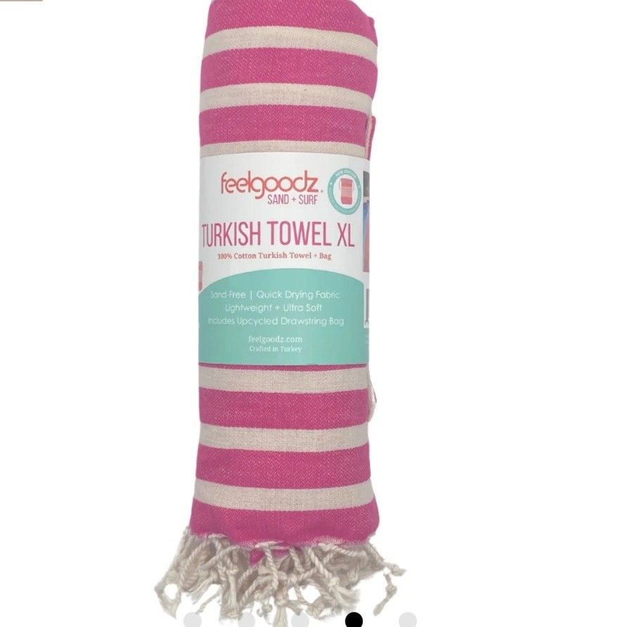 FEELGOODZ SHORELINE TURKISH TOWEL XL WITH DRAWSTRING BAG-" POINTREYES"- Brand New With Tags