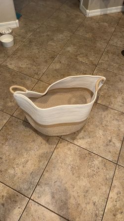 Blanket Basket Rope Woven Cream and Tan