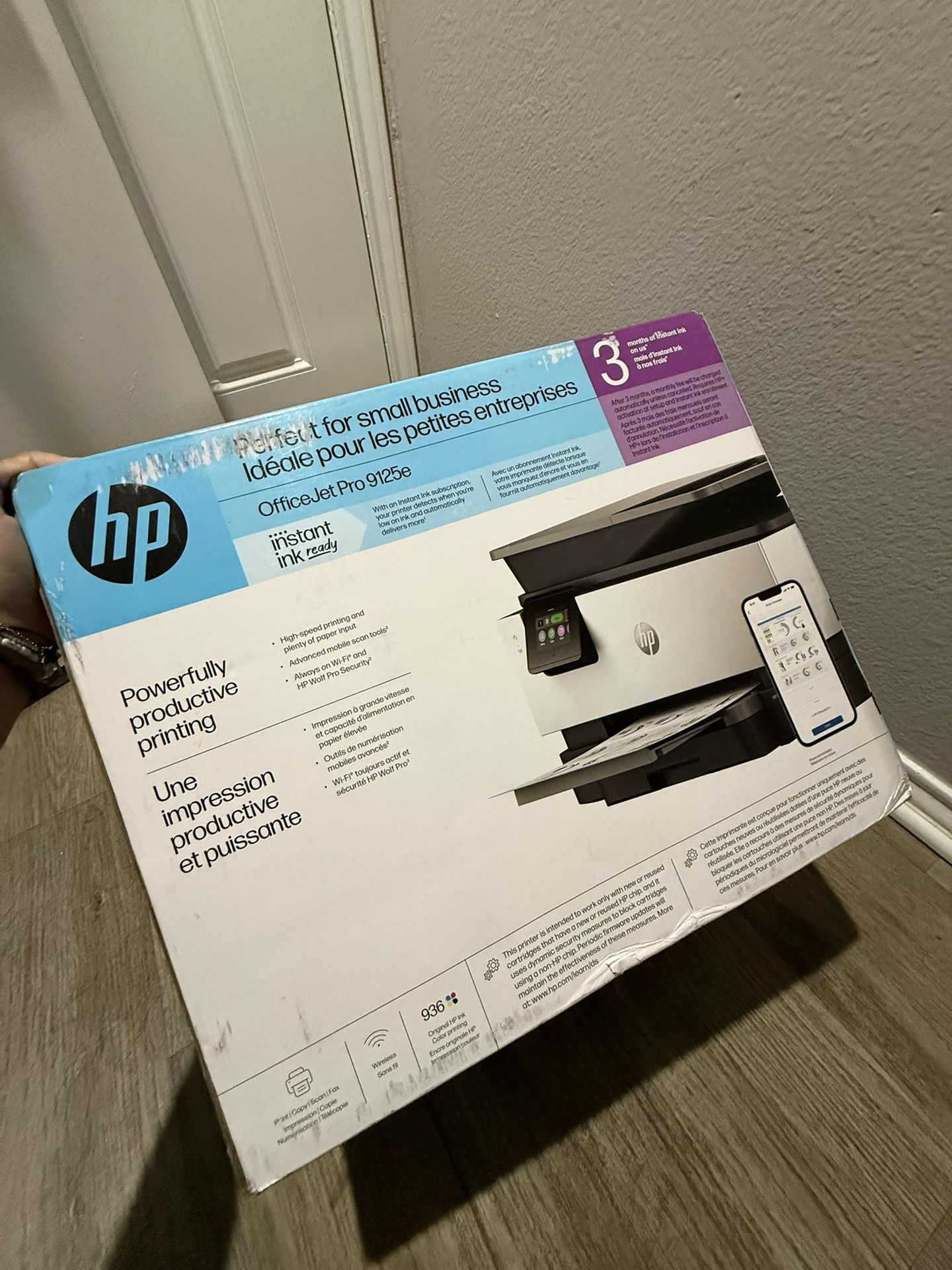 HP OfficeJet Pro 9125e Wireless All-in-One Color Inkjet Printer, Print, scan, copy, fax, ADF, Duplex printing best-for-office, 3 month Instant Ink tri
