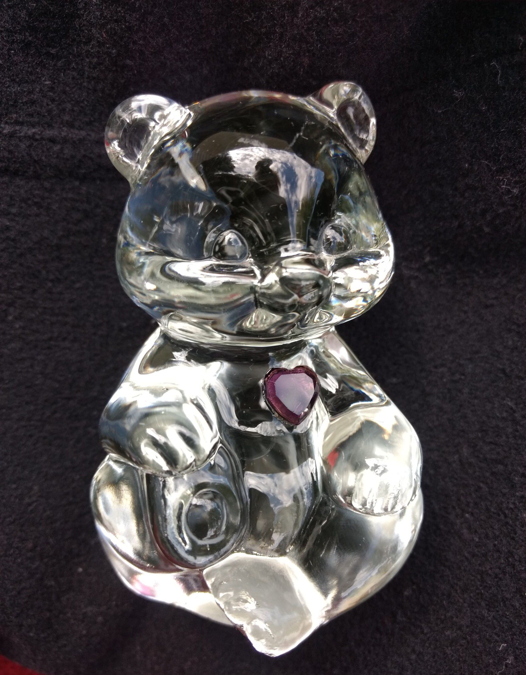 Collectible Fenton Glass Bear with Garnet heart
