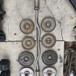 Weights For Sale Including Curl Bar 