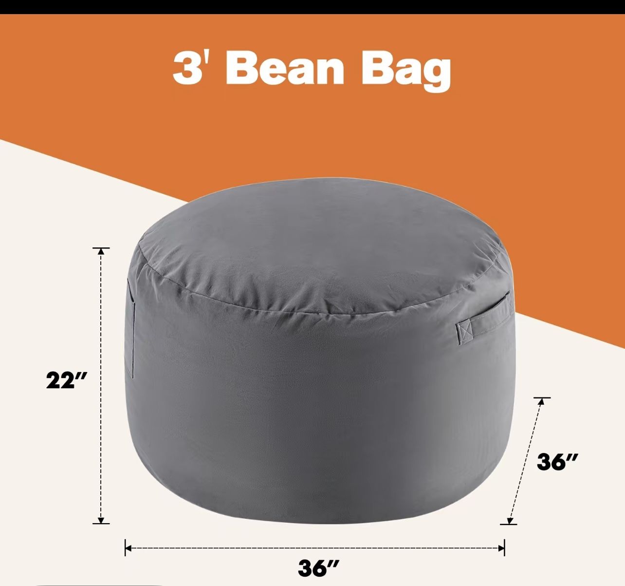 Brand New Sealed! Bean Bag chair, oversized beanbag for gaming reading foam filled couch furniture with soft removable cover, giant round comfy sofa