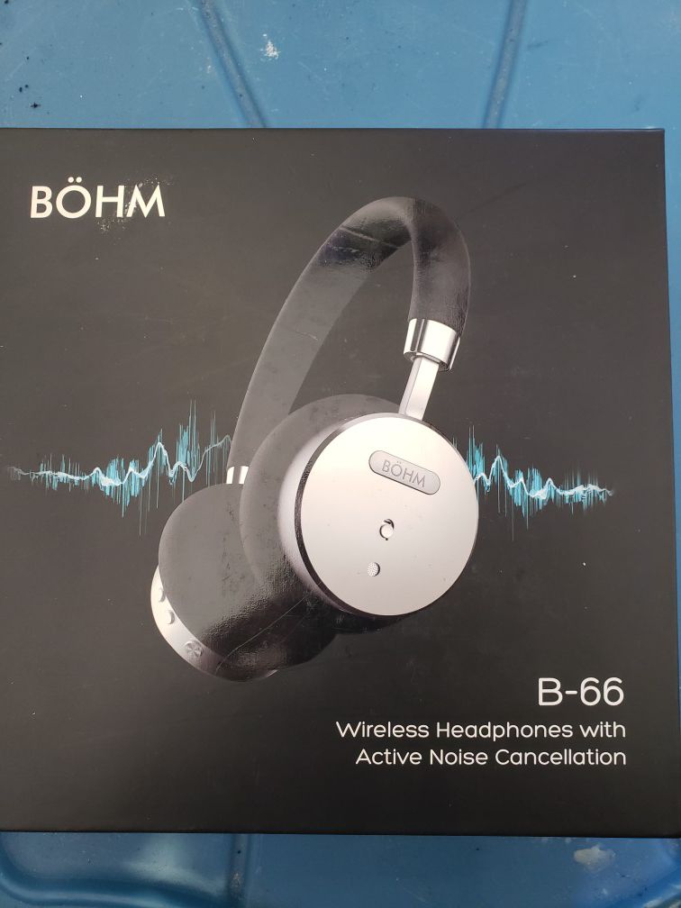 BÖHM Wireless On-Ear Noise Canceling Headphones Black Silver BOHM B66 Brand new!