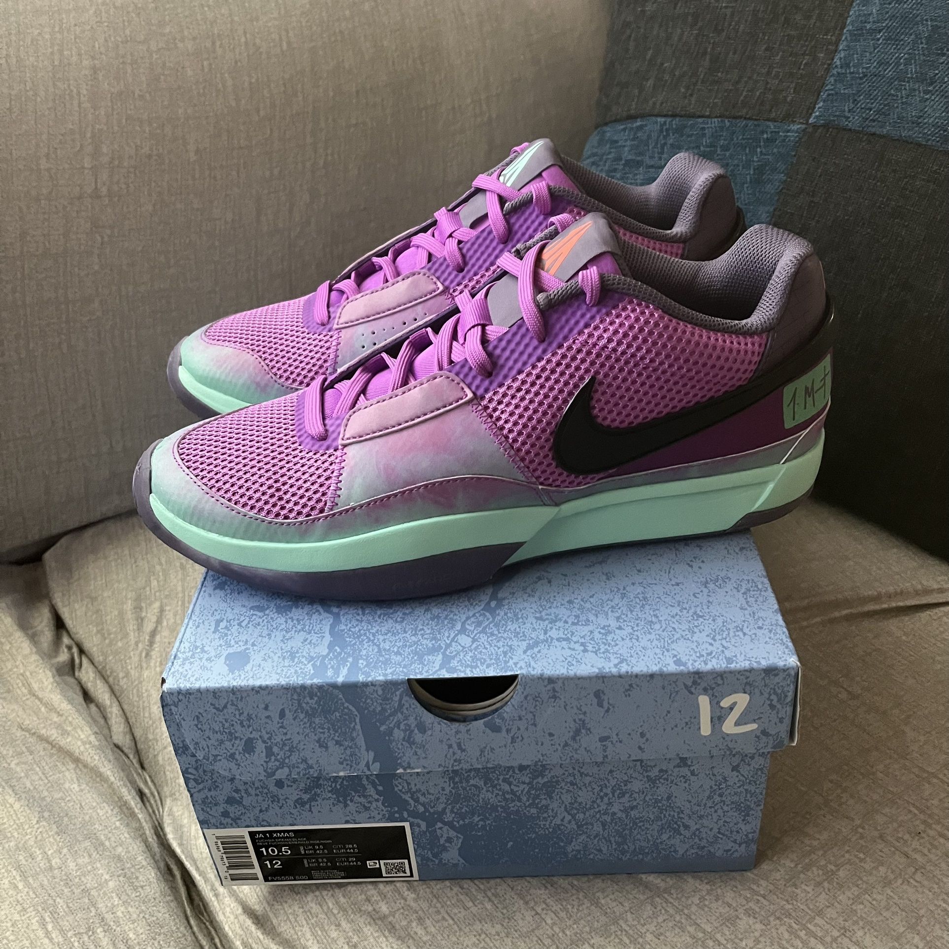 Nike Ja 1 Christmas Purple Basketball Shoes New Size 10.5 for Sale 