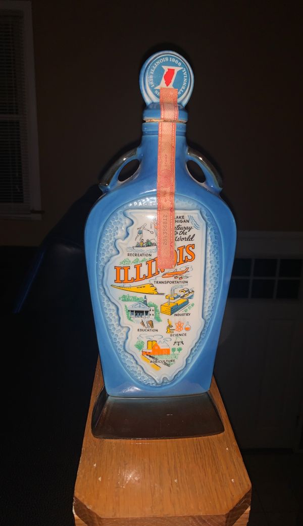 Collectible Vintage Jim Beam Bourbon Decanter Illinois