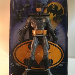 DC Black and Grey 12" Batman Collectible Action Figure w Bat Logo Base
