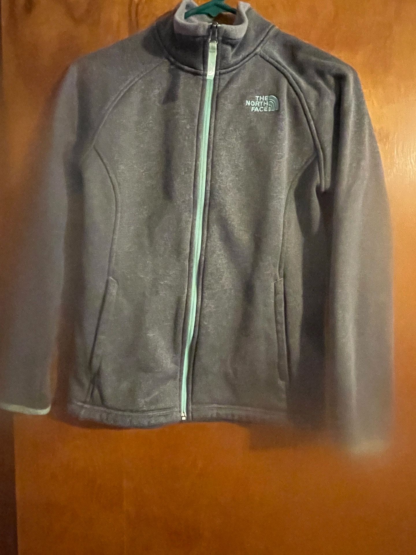 The North Face gray fleece jacket with blue zipper size 14/16