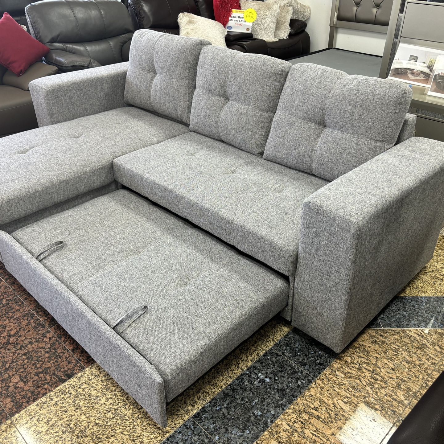 SOFA WITH REVERSIBLE STORAGE CHAISE AND SLEEPER SOFA! BRAND NEW! DELIVERY TODAY! ALL CREDITS WELCOME