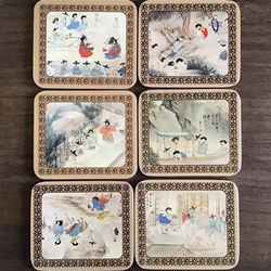 NEW Vintage Korean Genre Picture Coasters (Set of 6)