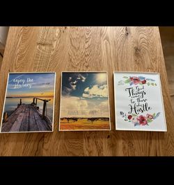 White Metal Frames Set Of 3, 8”x10” : Including Art