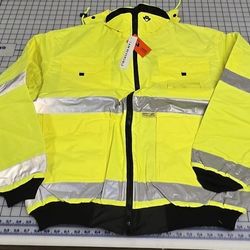 Reversible Thick Jacket Detachable Hoodie. Black/Safety Yellow