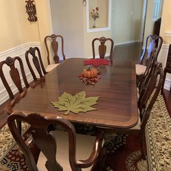 Dining Room Table And 8 Chairs, Solid Mahogany Wood