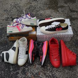 Off White x Nike Dunk, CDG x Converse, Yves Saint Laurent YSL, Balenciaga , Adidas 4D