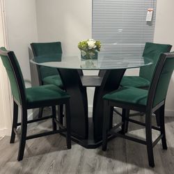 Cosmopolitan 5-Piece Upholstered Round Counter Height Dining Set.