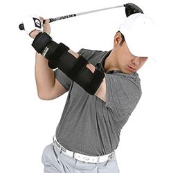 New U.S. Patented Weighted Elbow Brace - Shoulder Turn & Straight Arm Golf Swing Trainer Increasing Moment of Inertia Force (Rigid, 2 lb)