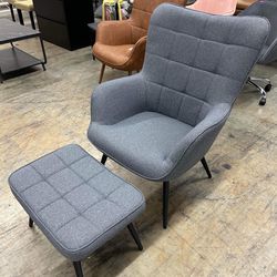 Yaheetech Wingback Fabric Chair and Ottoman Set 611053