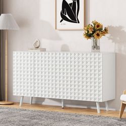 54.5" Wide 4-door Buffet Cabinet - Extra Large Storage Sideboard With Adjustable Shelves, Buffet Cabinet With Storage Coffee Bar Cabinet For Kitchen, 