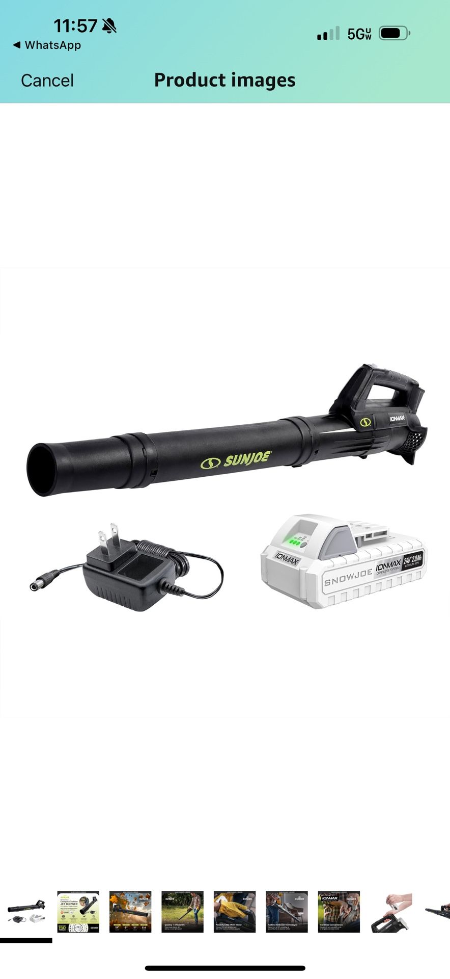Sun Joe Jet Leaf Blower with Cordless Compact Turbine & Quick Charging, IONMAX 24V, Green - Portable