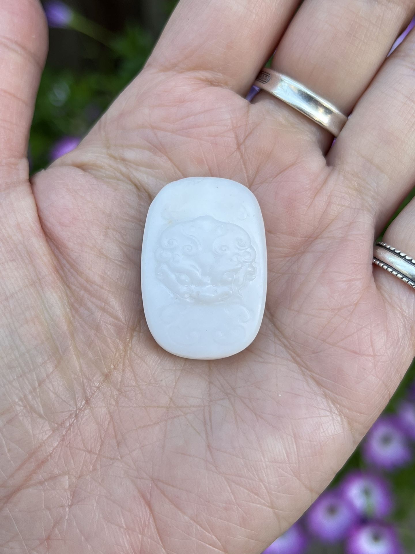 Alashan agate white charm/pendant