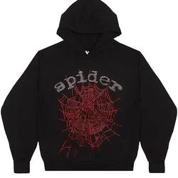 Black And Red Sp5der Hoodie (rhinestone) 