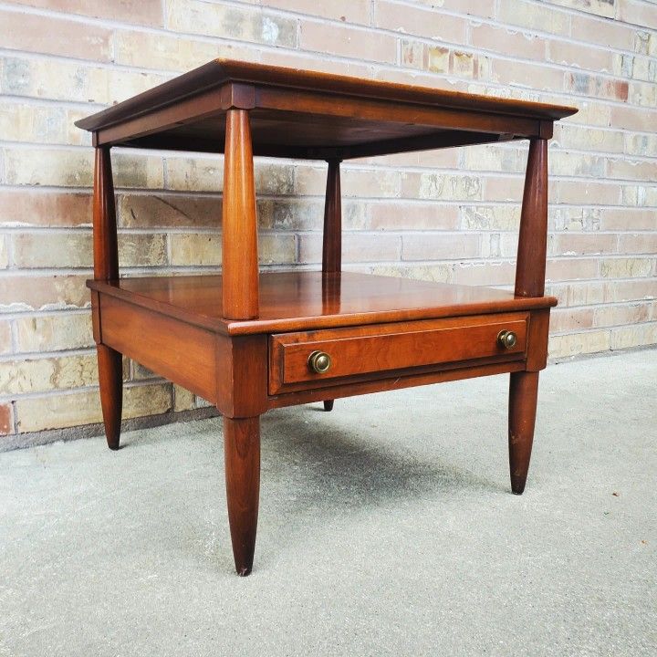 Mid Century Modern Willett Solid Wood Side Table Vintage
