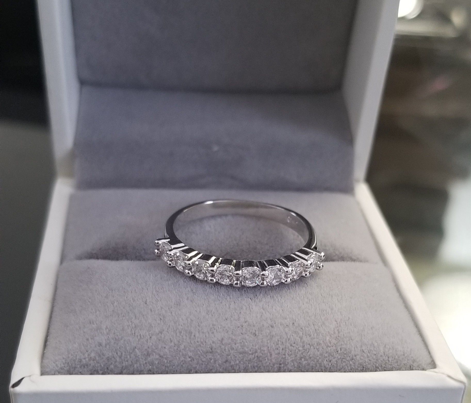 S925 Sterling Silver VVS1 Lab Diamond Wedding Band Ring Size 6,7