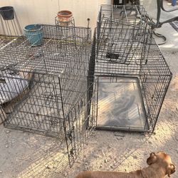 2 Black Metal Wire Pet Crates