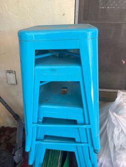 Turquoise Metal Bar Stools Set of 4